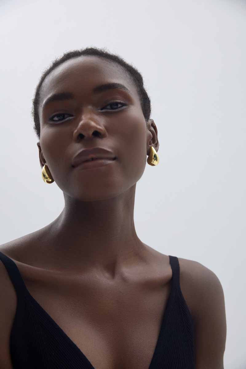 Melsery Black Style Simple Large Drop Water Stud Earrings