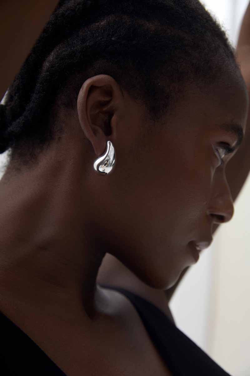 Melsery Black Style Simple Large Drop Water Stud Earrings