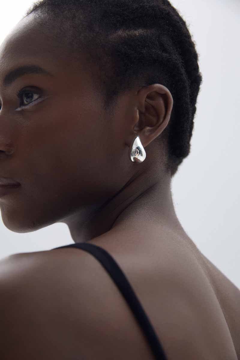 Melsery Black Style Simple Large Drop Water Stud Earrings