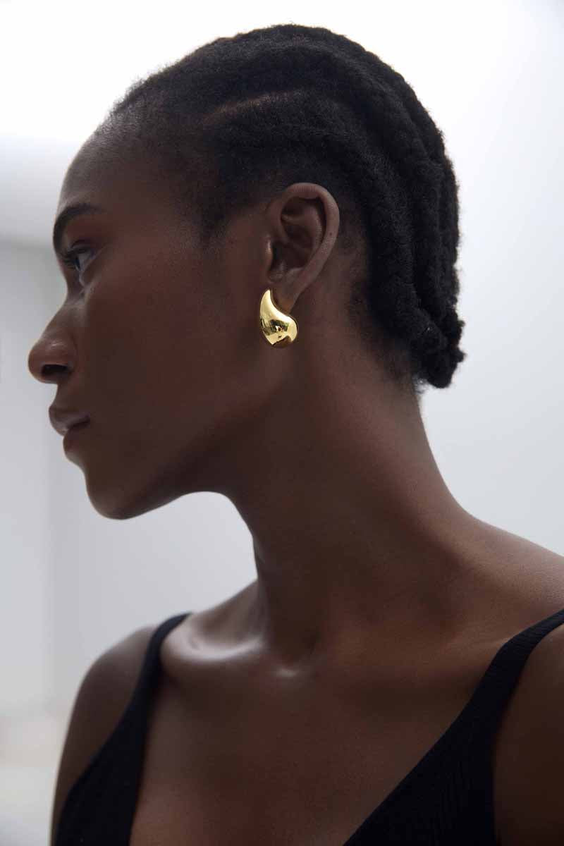 Melsery Black Style Simple Large Drop Water Stud Earrings