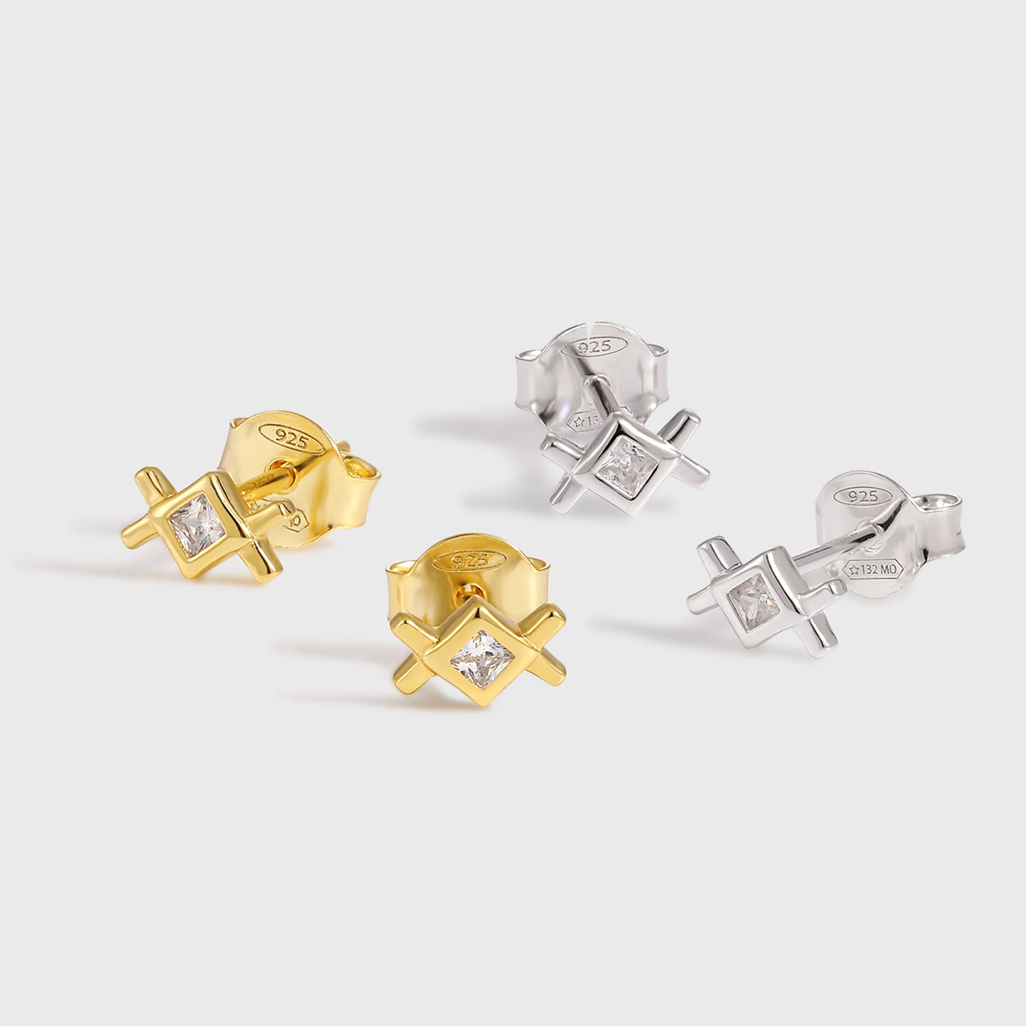 Melsery Geometry Rhombus Stud Earrings