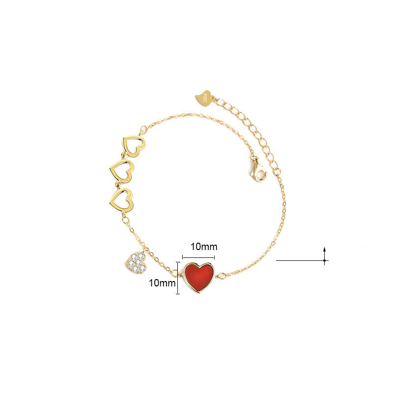 Melsery Heart To Heart Natural Agate Mother of Shell Bracelet
