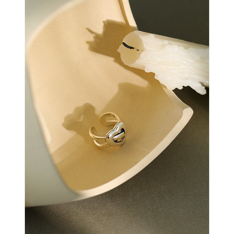 Melsery Vintage Double Layers Cross Heart Ring