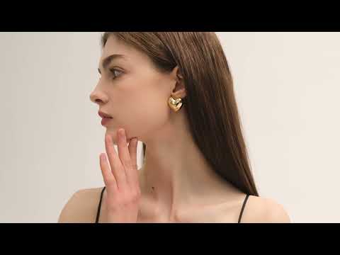 Melsery Honey Moon Big Heart Stud Earrings