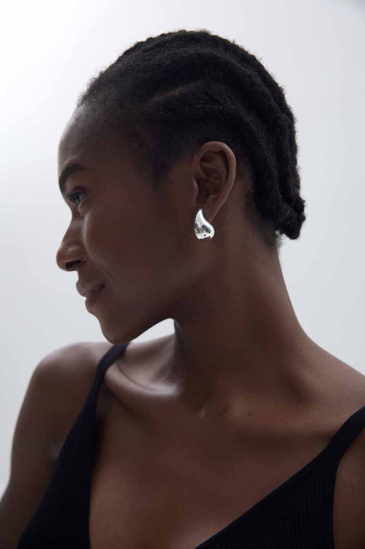 Melsery Black Style Simple Large Drop Water Stud Earrings