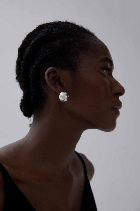 Melsery Black Style
 Ball With Rivet Stud Earrings