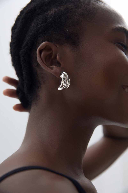 Melsery Black Style Tube Cross Stud Earrings