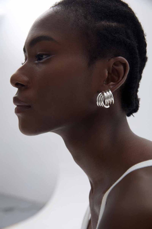 Melsery Black Style
 Triple Tube Cross Stud Earrings