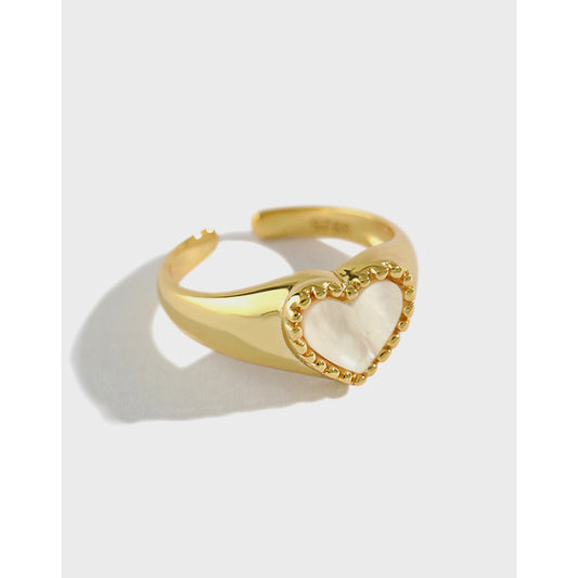 Melsery Heart Mother of Shell Ring