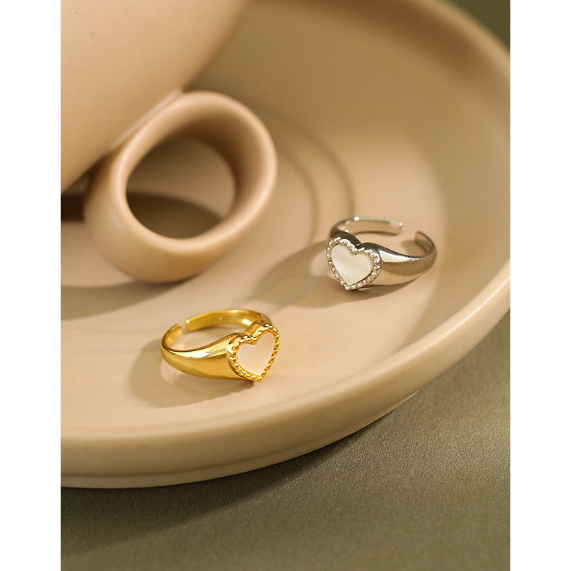 Melsery Heart Mother of Shell Ring