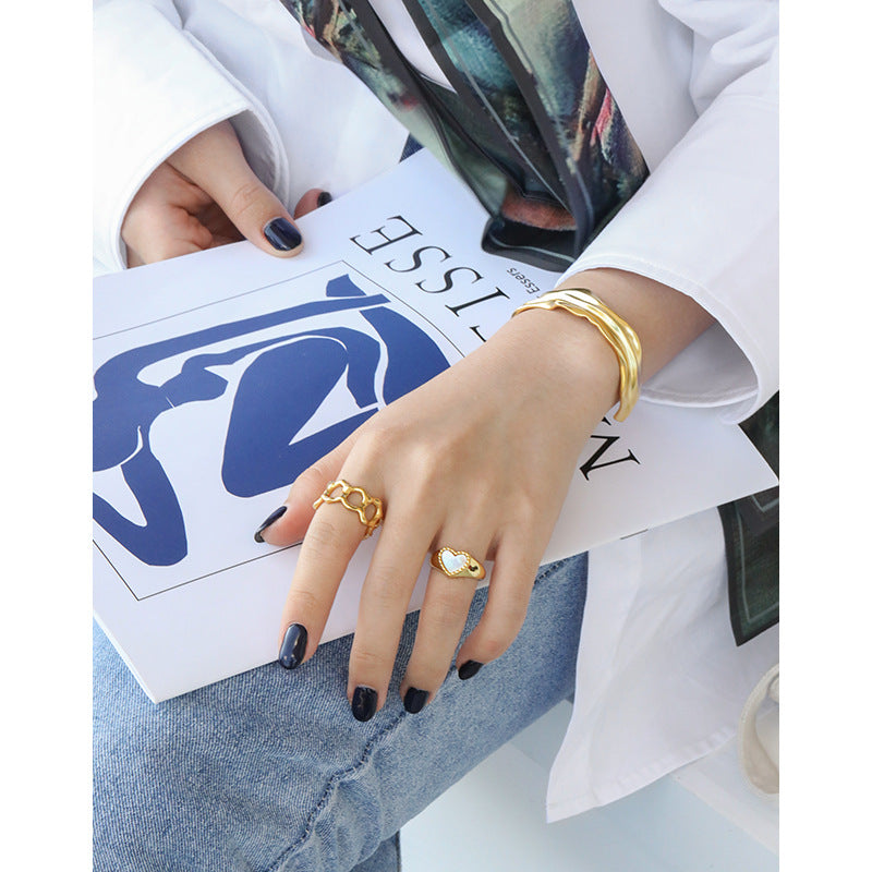 Melsery Heart Mother of Shell Ring
