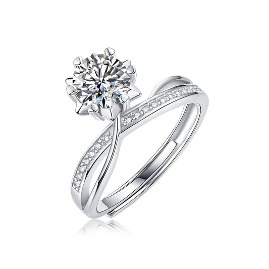 Melsery Moissanite Twisted Snowflake Ring